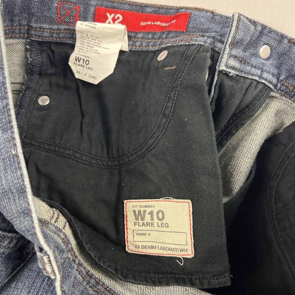 X2 Denim Laboratory Jeans W10 Flare Distressed Size 4 Long - Picture 8 of 9